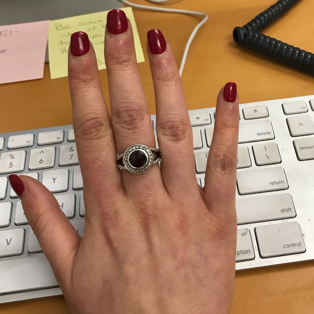 David Yurman petite albion Garnet ring w diamonds - Picture 4 of 8